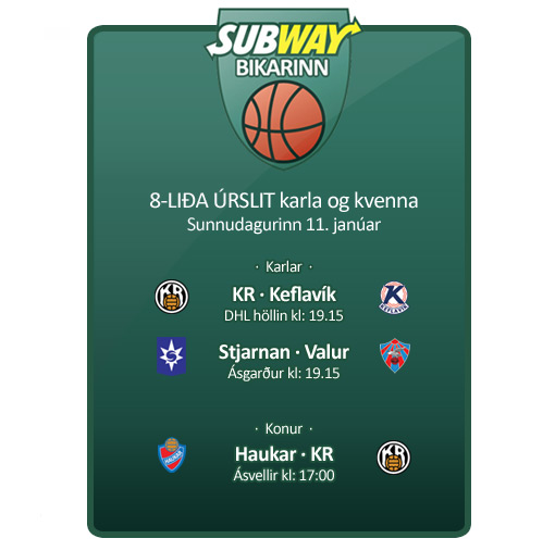 8-liða úrslitin í Subwaybikarnum hefjast í dag